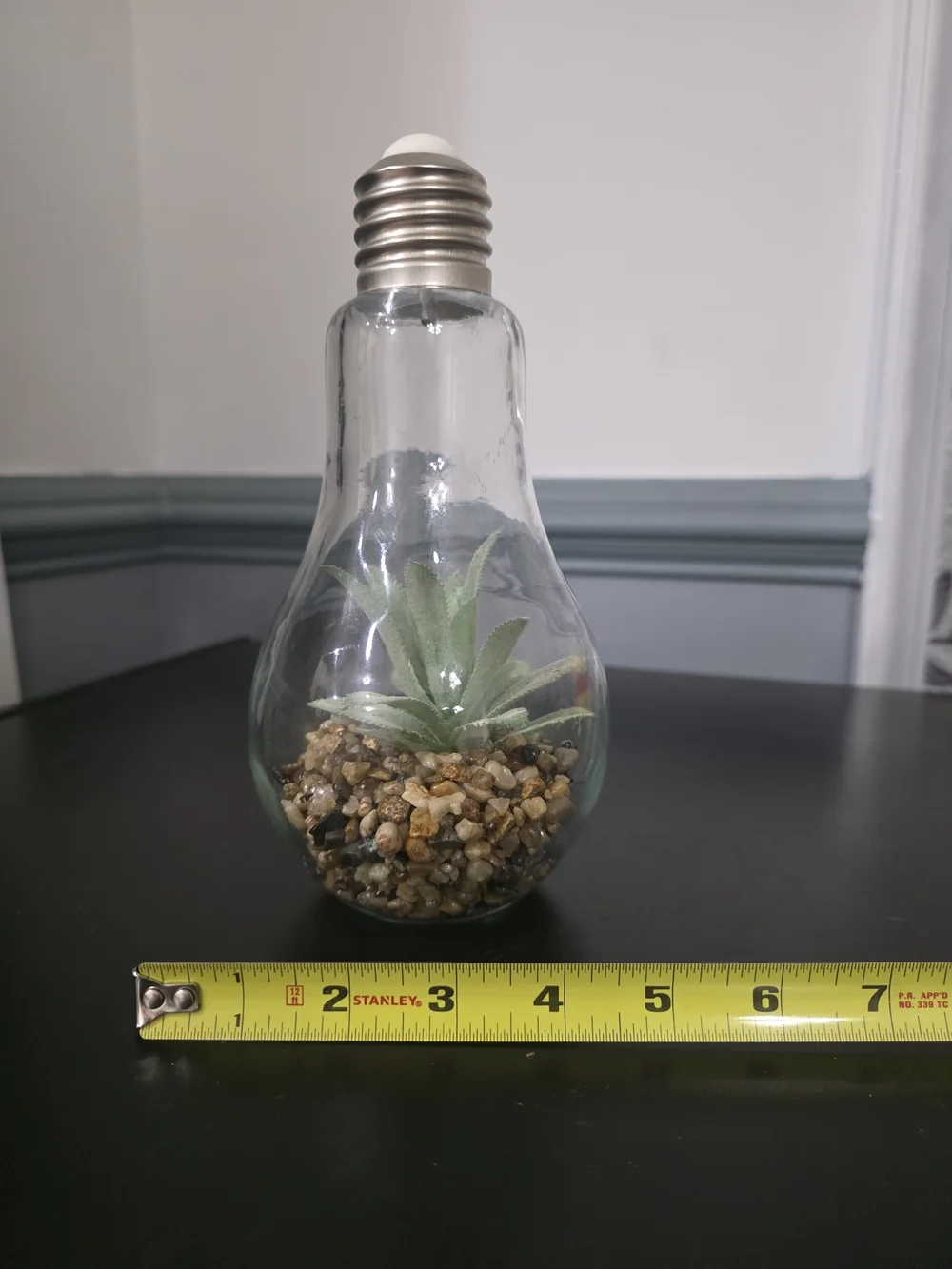 Mini Glass Bulb Terrarium with Green Fake Succulent